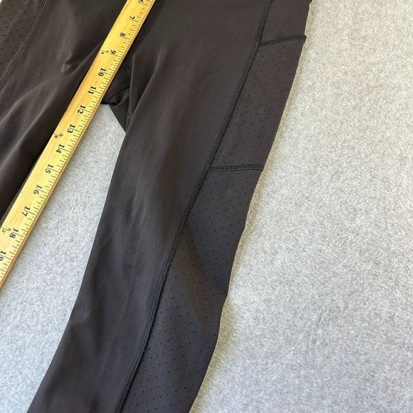 Lululemon Size 6 Black Cropped Leggings Mind Over Miles Crop (17" ) Side Pockets - Picture 11 of 14